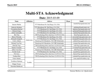March 2015 Multi-STA Acknowledgment Authors Compilation