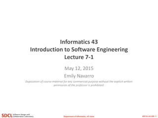Introduction to Software Engineering Lecture 7-1 May 12, 2015