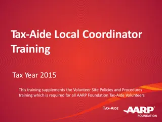 Tax-Aide Local Coordinator Training for Tax Year 2015