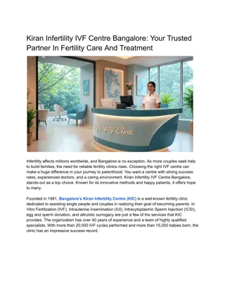 Kiran Infertility IVF Centre Bangalore | World Fertility Services