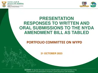 Responses to NYDA Amendment Bill Submissions Presentation