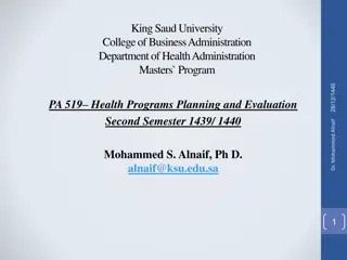 Health Programs Planning and Evaluation in Public Health