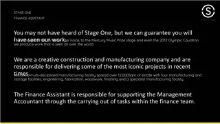 Creative Finance Assistant Role at Stage One