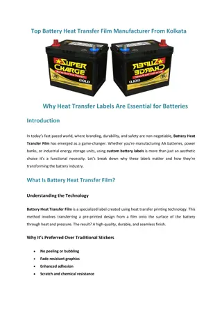 Top Battery Heat Transfer Film Manufacturer from Kolkata