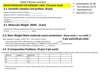 Chemistry Exam Review and Practice Problems