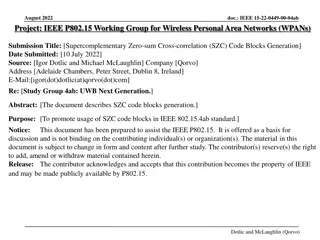 SZC Code Blocks Generation for WPANs