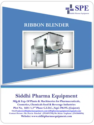 Ribbon Blender Manufacturer and Exporter - Siddhi Pharma Equipment