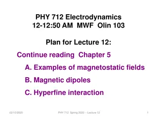 Electrodynamics Lecture on Magnetostatic Fields and Magnetic Dipoles