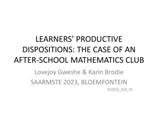 Enhancing Mathematics Club Productive Dispositions