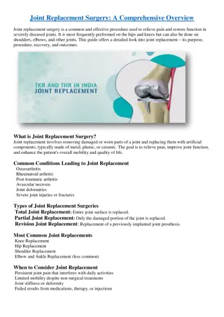 Joint Replacement Surgery: A Comprehensive Overview