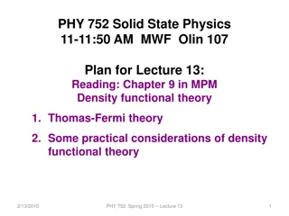 Solid State Physics Lecture on Density Functional Theory