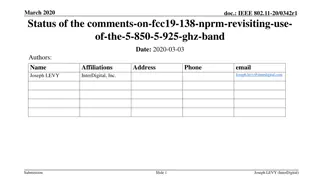 802.11-20/0342r1 Status of Comments on FCC19-138 NPRM