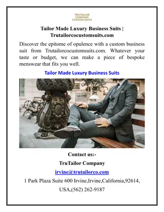Tailor Made Luxury Business Suits  Trutailorcocustomsuits.com