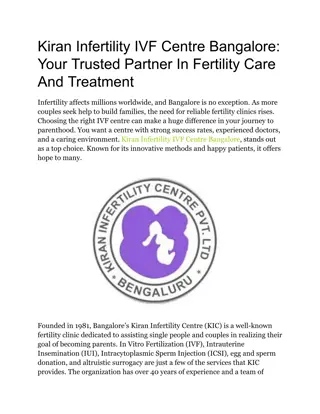 Kiran Infertility IVF Centre Bangalore_ Your Trusted Partner In Fertility Care And Treatment