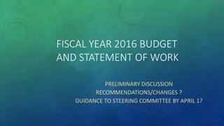 Fiscal Year 2016 Budget and Recommendations Discussion