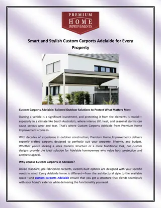 Smart and Stylish Custom Carports Adelaide for Every Property