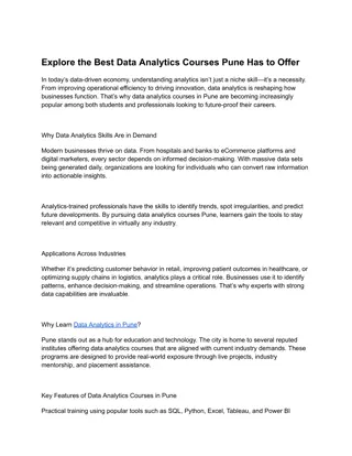 Explore the Best Data Analytics Courses Pune Has to Offer
