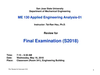 Applied Engineering Analysis Review and Final Exam Guidelines