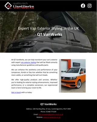 Expert Van Exterior Styling in the UK - QT VanWerks