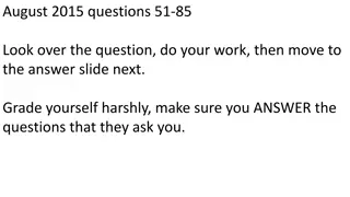 Chemistry Concepts from August 2015 Questions
