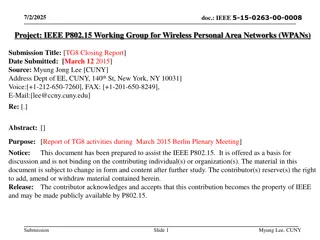 IEEE WPANs TG8 Closing Report