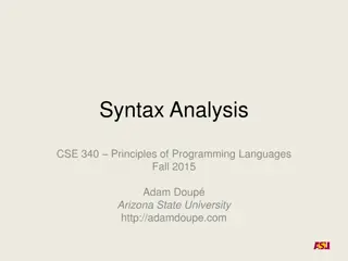 Principles of Programming Languages Syntax Analysis