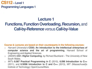 Concepts in Programming Languages and Functions