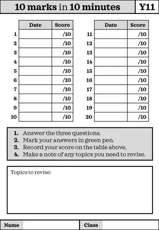 Quick Challenge: Test Your Knowledge with 10 Marks in 10 Minutes!