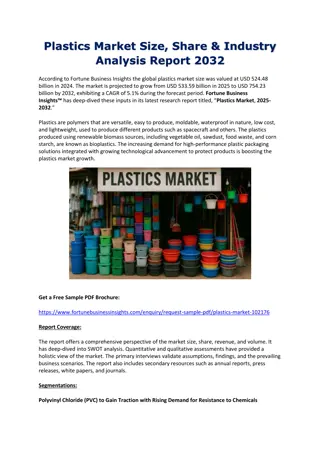 Plastics Market Size, Share & Industry Analysis Report 2032