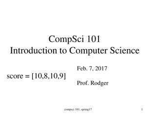 Introduction to Computer Science - Class Updates and Announcements