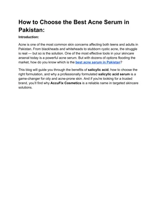 How to Choose the Best Acne Serum in Pakistan