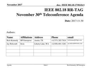 IEEE 802.18-17/0141r1 November 2017 Teleconference Agenda