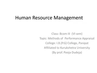 Methods of Performance Appraisal in Human Resource Management