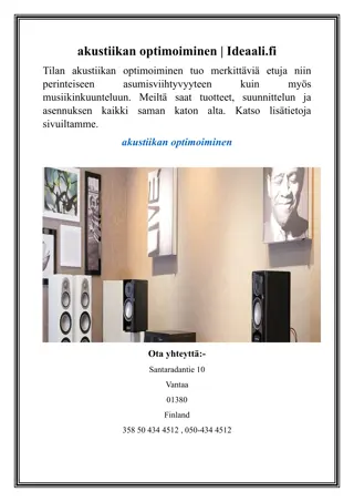 akustiikan optimoiminen  Ideaali.fi