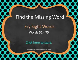 Find the Missing Word Fry Sight Words