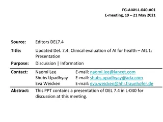Clinical Evaluation of AI for Health: WG-CE Overview