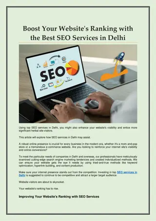 Boost Your Website's Ranking with the Best SEO Services in Delhi