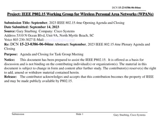 IEEE 802.15.4me September 2023 Plenary Agenda