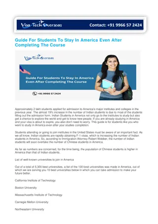 Guide For Students To Stay In America Even After Completing The Course
