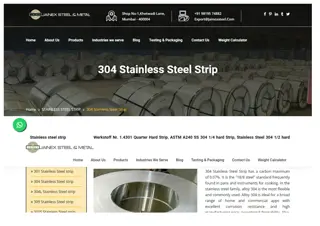 304 Stainless Steel Strips | AISI 304 SS Strips | UNS S30400 SS 304 Strips | UNS