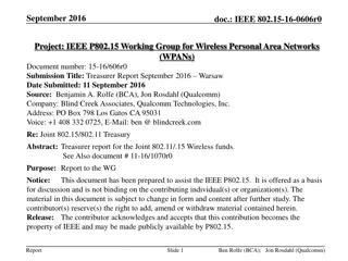 Treasurer Report September 2016 Warsaw