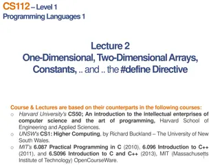 Multi-Dimensional Arrays and Constants in Programming Languages