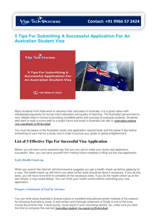 5 Tips For Submitting A Successful Application For An Australian Student Visa