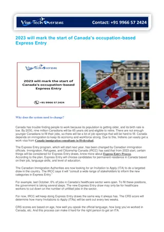 2023 will mark the start of Canada’s occupation-based Express Entry