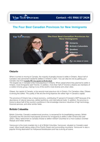 The Four Best Canadian Provinces for New Immigrants