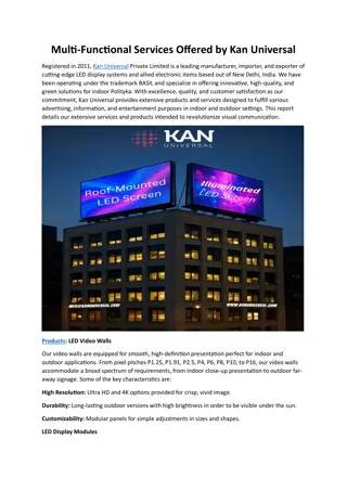 Multi-Functional Services Offered by Kan Universal