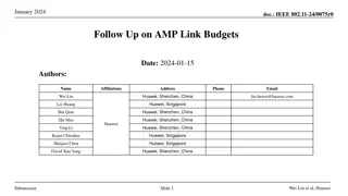 IEEE 802.11-24/0075r0 Follow Up on AMP Link Budgets