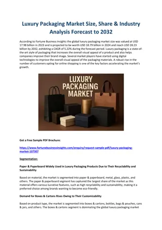 Luxury Packaging Market Size, Share & Industry Analysis Forecast to 2032