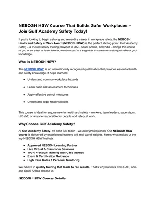 NEBOSH HSW Course That Builds Safer Workplaces – Join Gulf Academy Safety Today!