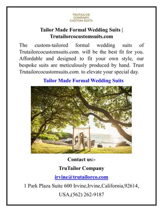 Tailor Made Formal Wedding Suits  Trutailorcocustomsuits.com